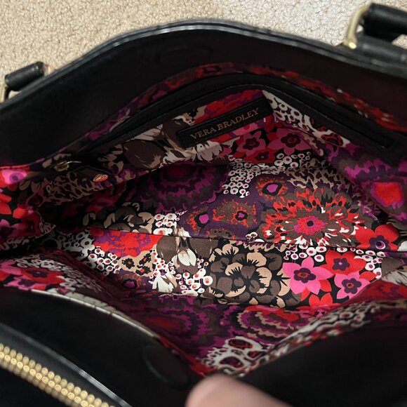Vera Bradley Quilted Emma Satchel Bag, Black - Picture 9 of 10